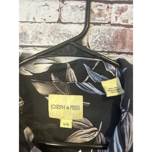 Gray Joseph & Feiss Hawaiian Shirt Mens Size Large Floral Short Sleeve 100% Silk - Picture 3 of 4